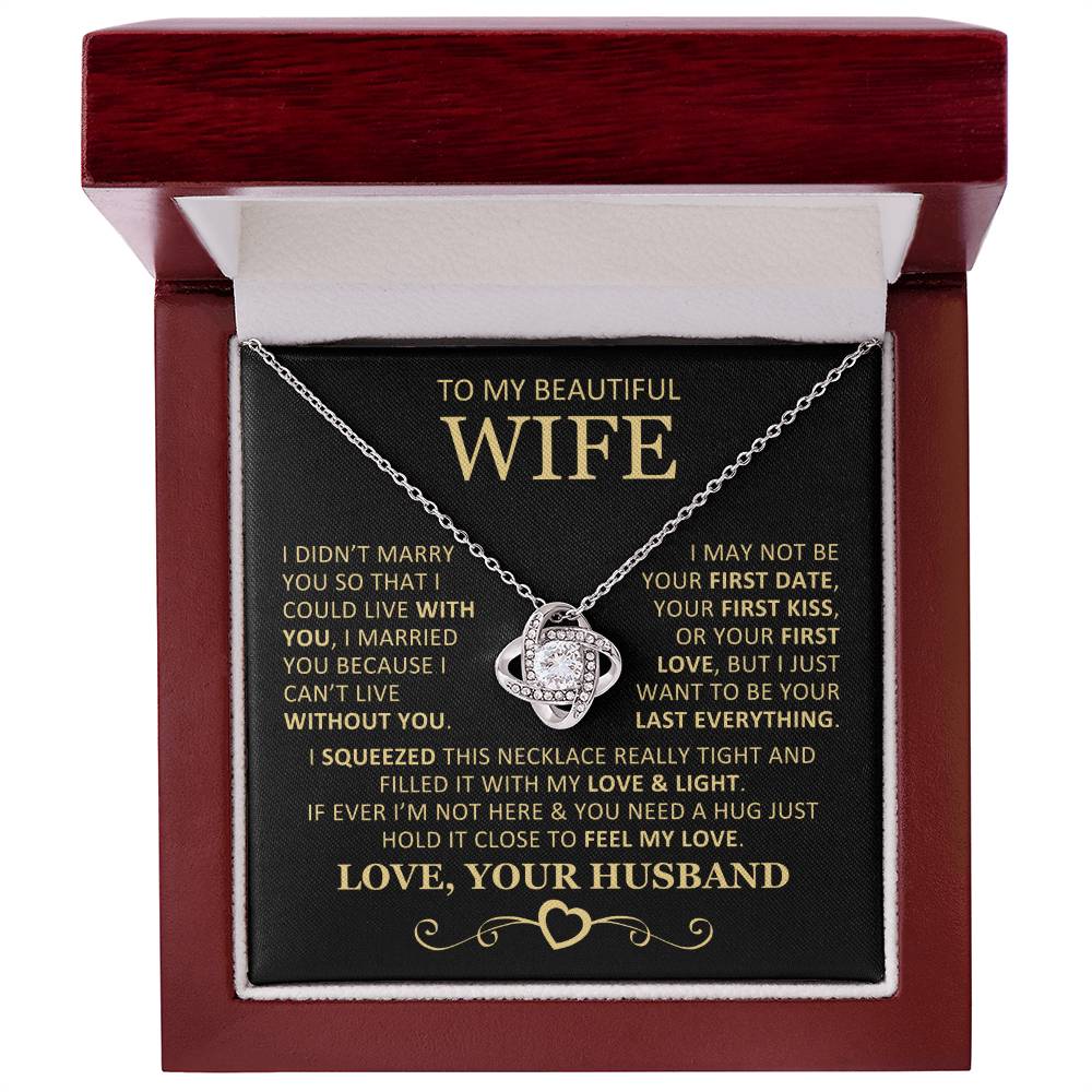 Unique Gift for Wife I Can't Live Without You Knot Necklace Love Knot Necklace