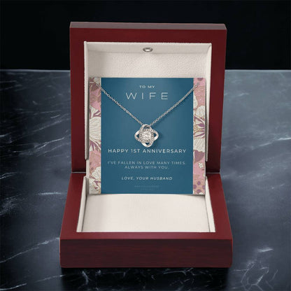 1 Year Anniversary Gift For Wife  1 Year Anniversary Gifts  1 Year Wedding Anniversary Gift Ideas  1St Wedding Anniversary Gift F(8) Love Knot Necklace