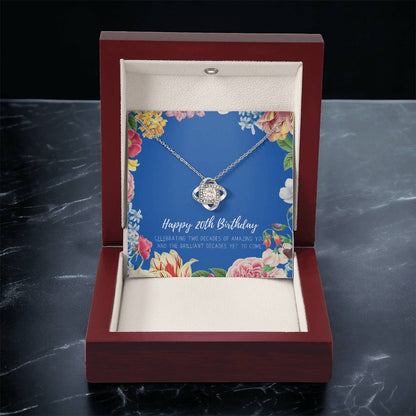 20Th Birthday Gifts For Women  Necklace For Her  2 Decade Jewelry  20 Years Old  20Th Birthday Gift Necklace  Jewelry Gift F Love Knot Necklace