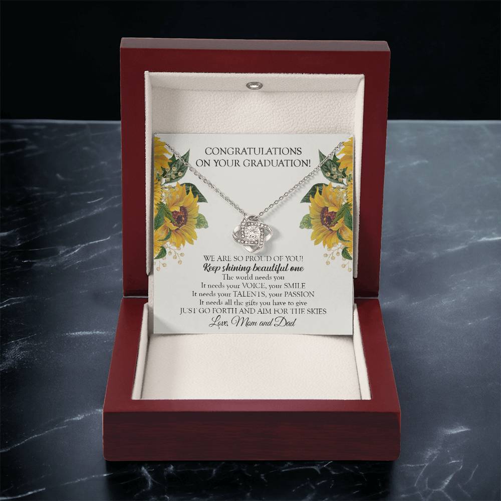 To Our Daughter Graduation Necklace Graduation Gift For Daughter From Mom & Dad Love Knot Necklace