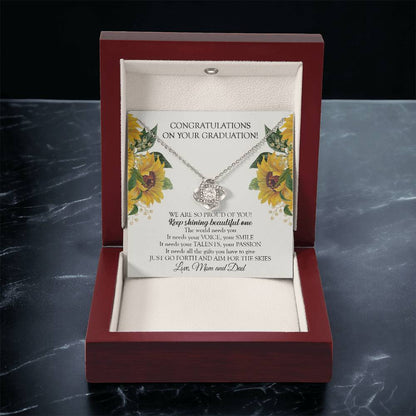 To Our Daughter Graduation Necklace Graduation Gift For Daughter From Mom & Dad Love Knot Necklace