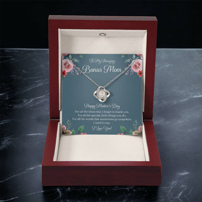 Bonus Mom Necklace Mothers Day Gift Daughter To Mom Gift Bonus Mom Step Mom Gift Present For Stepmom On Mothers Day Stepmom Necklace 1 Love Knot Necklace