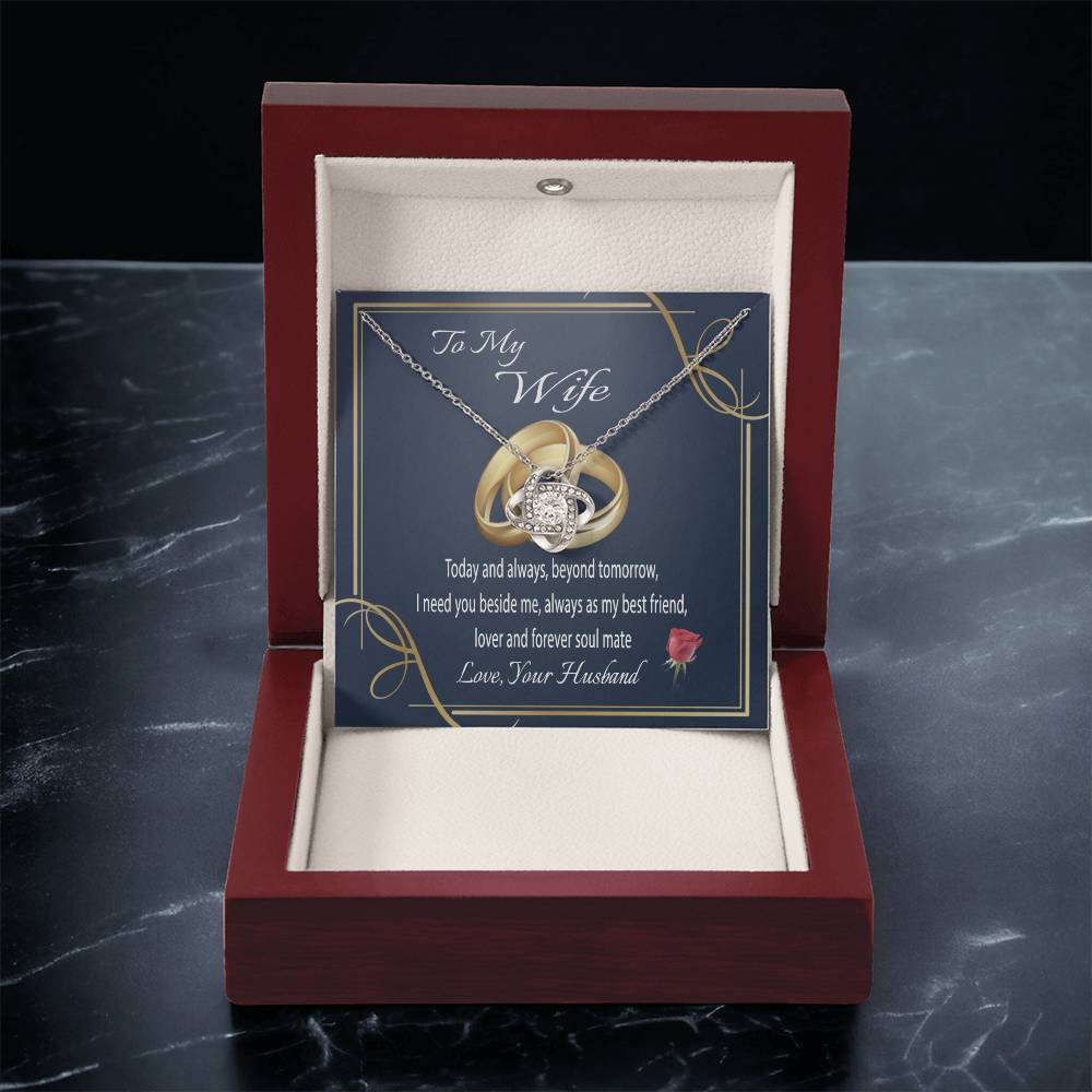 To My Wife Gift Necklace Wife Gift From Husband Message Card Necklace For Her Anniversary Gift For Wife Birthday Gift Necklace Fo Love Knot Necklace
