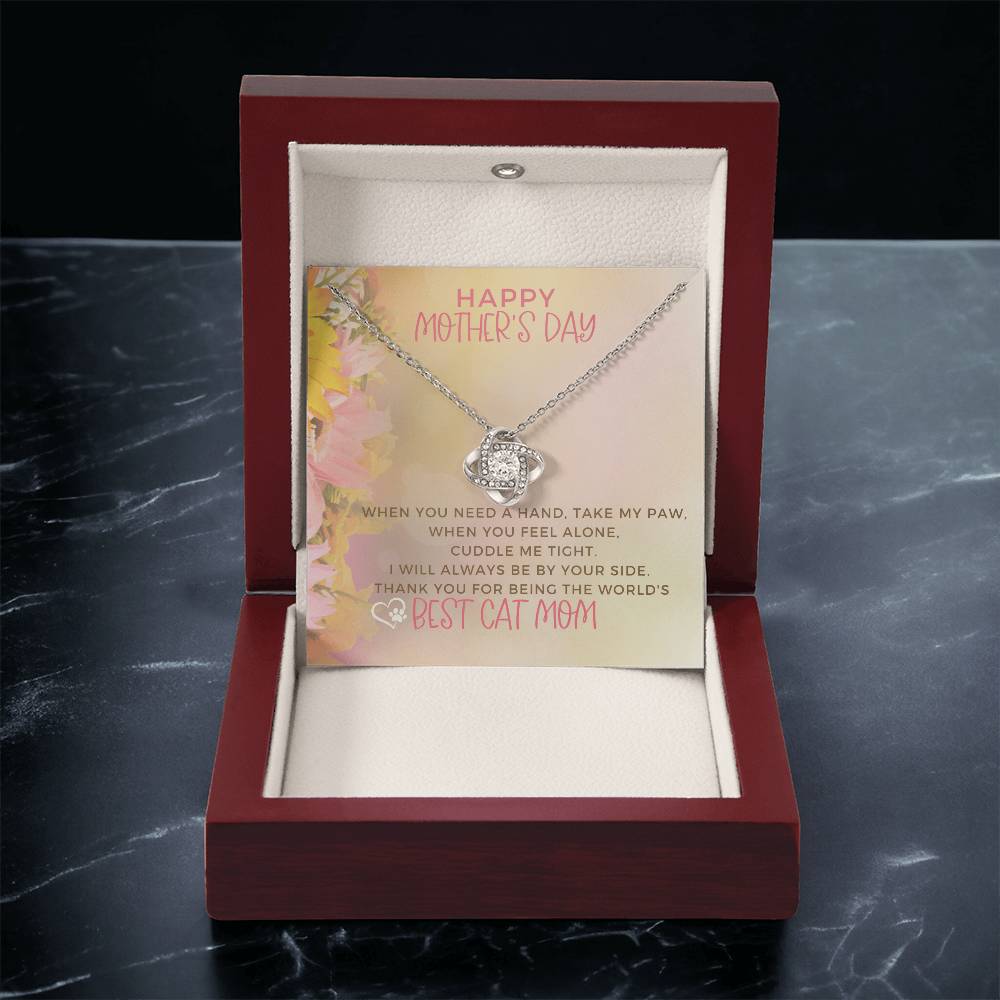 Best Cat Mom Love Knot Necklace Cat Mom Jewelry Gifts For Cat Mom On Mothers Day Cat Lover Gift Mothers Day Gift From Cat Love Knot Necklace