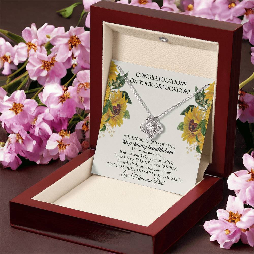 To Our Daughter Graduation Necklace Graduation Gift For Daughter From Mom & Dad Love Knot Necklace