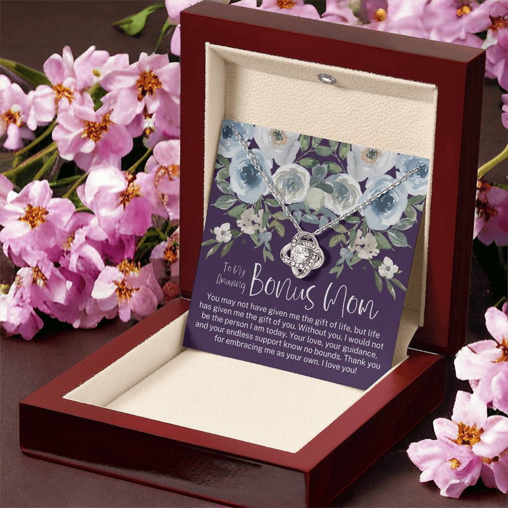 Bonus Mom Necklace Mothers Day Gift Daughterson To Mom Gift Bonus Mom Step Mom Gift Present For Stepmom On Mothers Day Stepmom Gift Love Knot Necklace