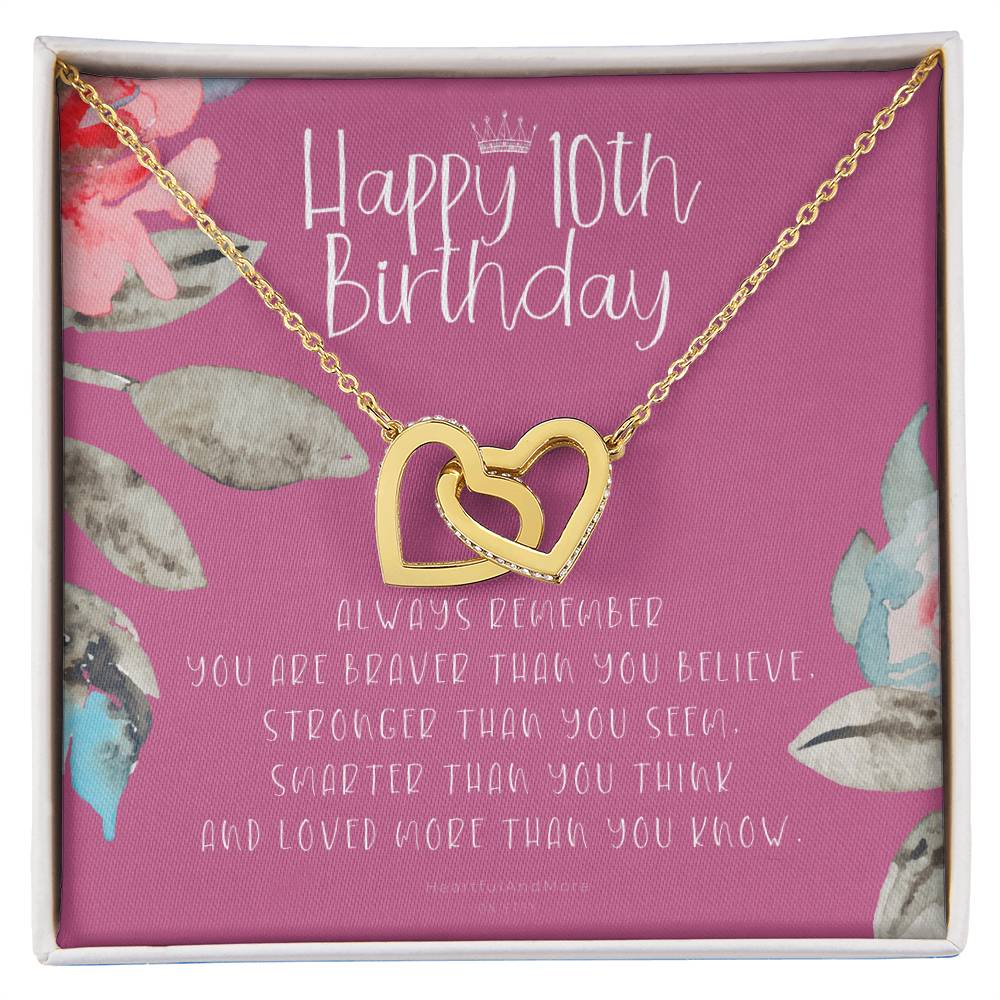 10Th Birthday Gift For Girl Birthday Gift For 10 Year Old Tenth Birthday Birthday Gift Little Girl Personalized Necklace Heart Necklace Interlocking Hearts Necklace