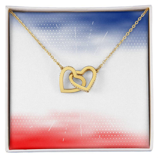 4Th Of July American Flag Vintage Usa Men Women Patriotic Interlocking Hearts Necklace