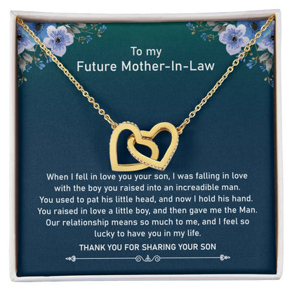 Future Mother In Law - Raised Incredible Man Interlocking Heart Necklace Interlocking Hearts Necklace