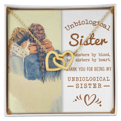 Unbiological Sister Interlocking Hearts Necklace