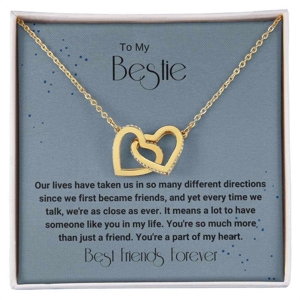 Bestie Different Directions Necklace Interlocking Hearts Necklace