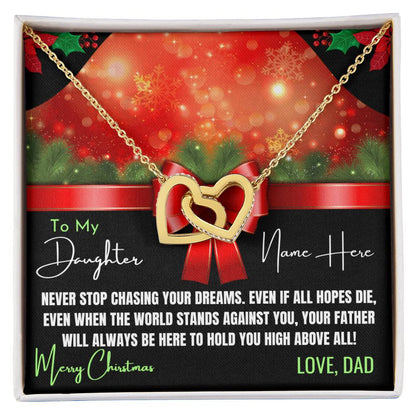 Artistic Christmas Necklace For Daughter Personalized Interlocking Hearts Necklace