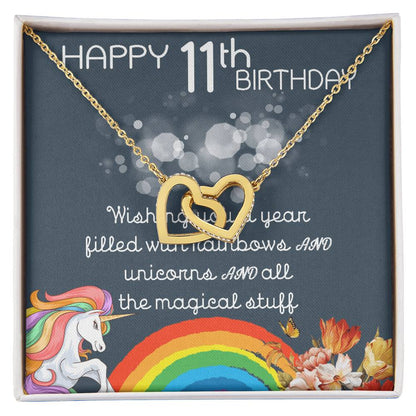11Th Birthday Necklace Gifts For Girls Cute Unicorn 11 Years Old Girl Jewelry Gift For Daughter Niece Interlocking Necklace Xu246Il04 Interlocking Hearts Necklace
