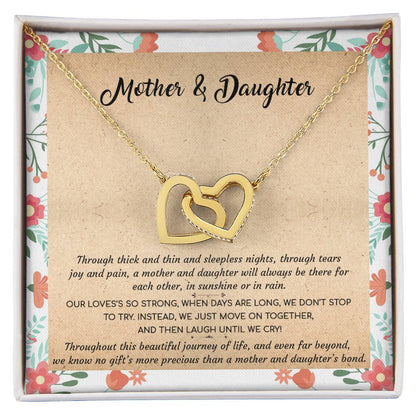 Gift For Mom - Mother & Daughter - Interlocking Interlocking Hearts Necklace