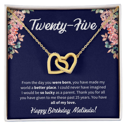 Twenty-Five Birthday All Of My Love Interlocked Hearts Necklace Interlocking Hearts Necklace
