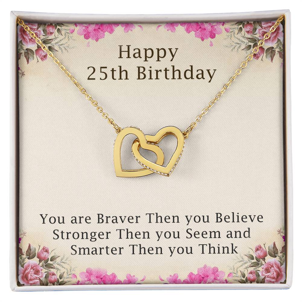 25Th-Birthday Gifts For Girls 25Th Birthday Necklace 25Th Birthday Gift Girl. Gift For Sister Best Friend Interlocking Hearts Necklace