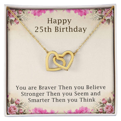 25Th-Birthday Gifts For Girls 25Th Birthday Necklace 25Th Birthday Gift Girl. Gift For Sister Best Friend Interlocking Hearts Necklace