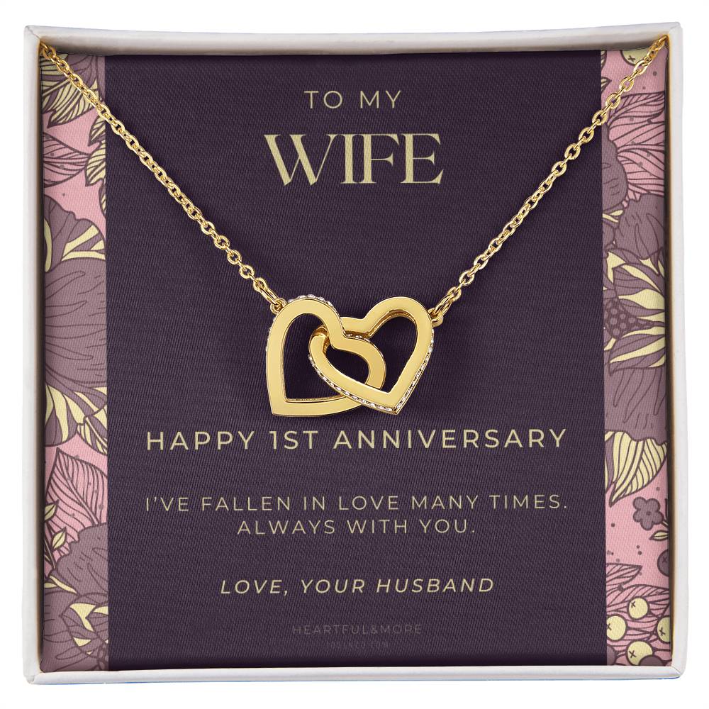 1 Year Anniversary Gift For Wife 1 Year Anniversary Gifts 1 Year Wedding Anniversary Gift Ideas 1St Wedding Anniversary Gift For Her Interlocking Hearts Necklace