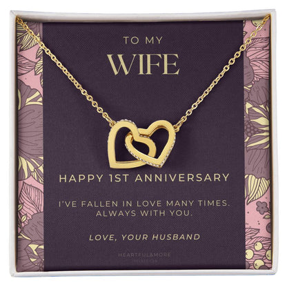 1 Year Anniversary Gift For Wife 1 Year Anniversary Gifts 1 Year Wedding Anniversary Gift Ideas 1St Wedding Anniversary Gift For Her Interlocking Hearts Necklace