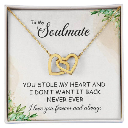 To My Wonderful Wife - Love From Soulmate - Love For Partner Interlocking Hearts Necklace