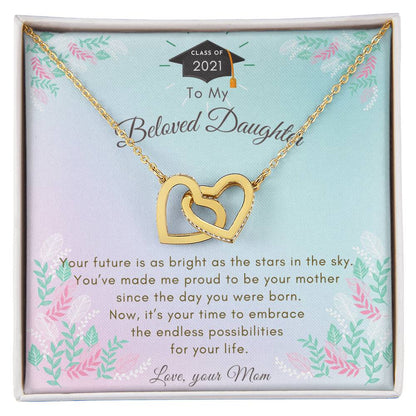 Two Hearts To My Beloved Daughter Necklace Interlocking Hearts Necklace
