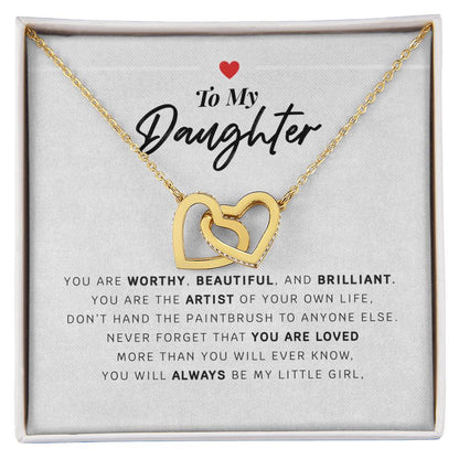 Daughter Necklace Gift Hearts From Mom Dad To Our Dear Daughter Present For Christmas Birthday Jewelry From Parents Interlocking Hearts Necklace