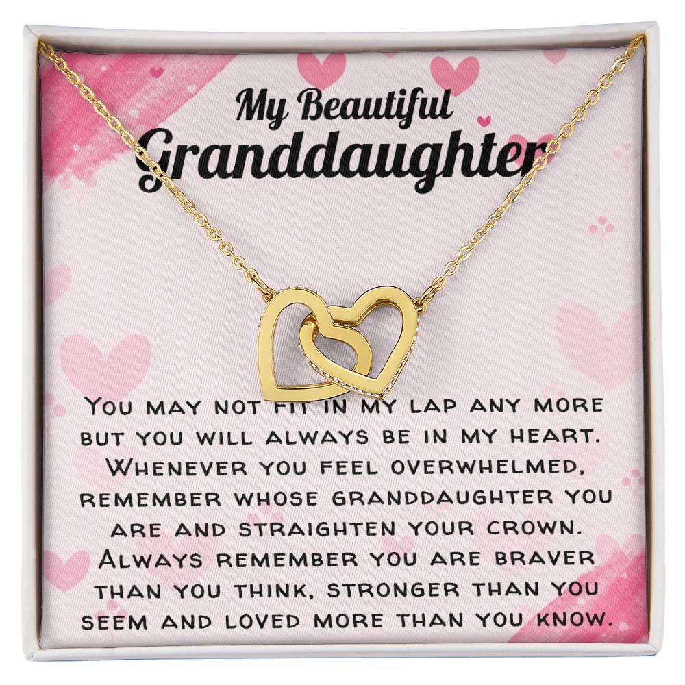 Beautiful Granddaughter Necklace - You Will Always Be In My Heart Interlocking Hearts Necklace