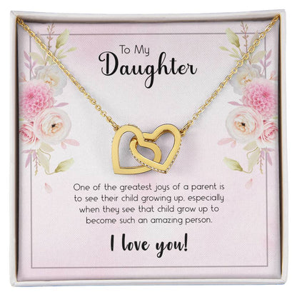 A Daughter Is The Greatest Joy Necklace Interlocking Hearts Necklace