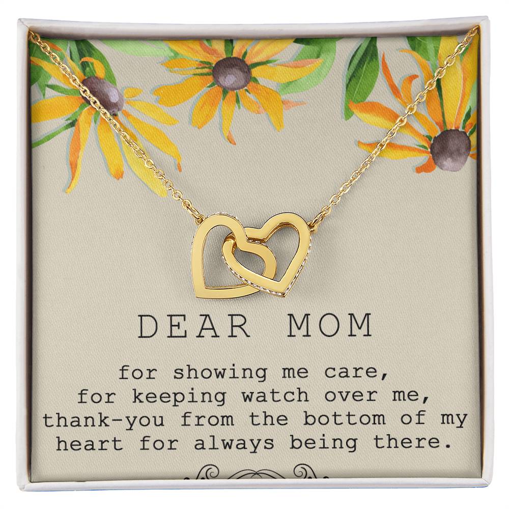 Dear Mom Interlocking Hearts Necklace Message Card