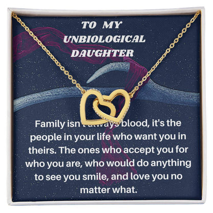 Unbiological Daughter Gift Step Daughter Gift Stepdaughter Necklace Daughter Jewelry Birthday Gift Interlocking Hearts Necklace