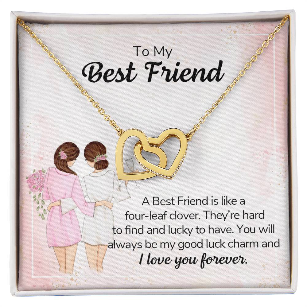 A Best Friend Is Like A Four-Leaf Clover - Necklace Interlocking Hearts Necklace