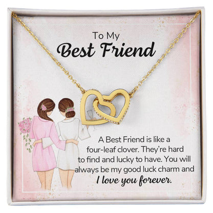 A Best Friend Is Like A Four-Leaf Clover - Necklace Interlocking Hearts Necklace