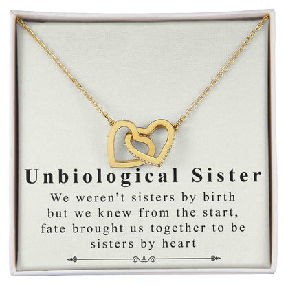 To Unbiological Sister - Interlocking Heart Necklace Interlocking Hearts Necklace