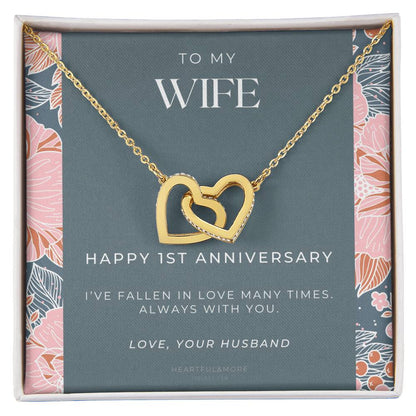 1 Year Anniversary Gift For Wife 1 Year Anniversary Gifts 1 Year Wedding Anniversary Gift Ideas 1St Wedding Anniversary Gift For Her Interlocking Hearts Necklace