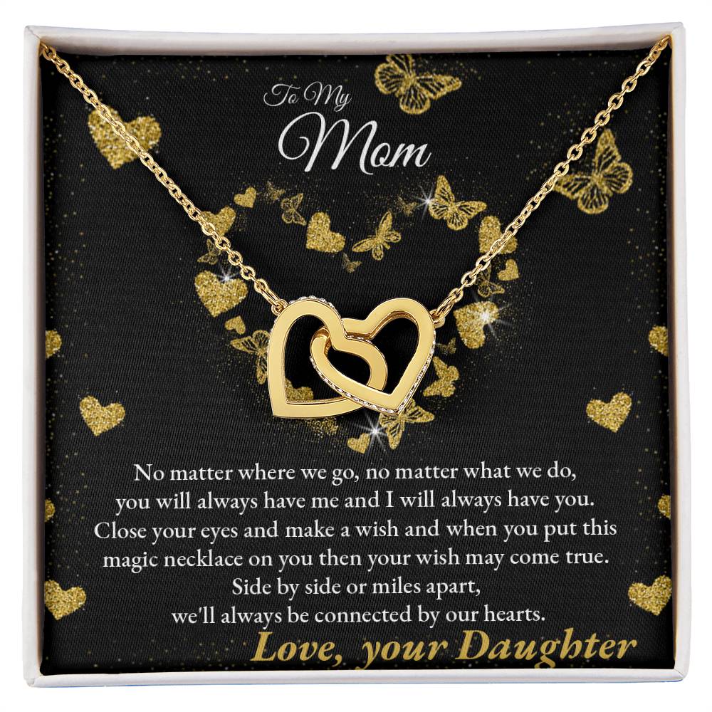 Connected By Our Hearts - To My Mom Joined Hearts Necklace Interlocking Hearts Necklace