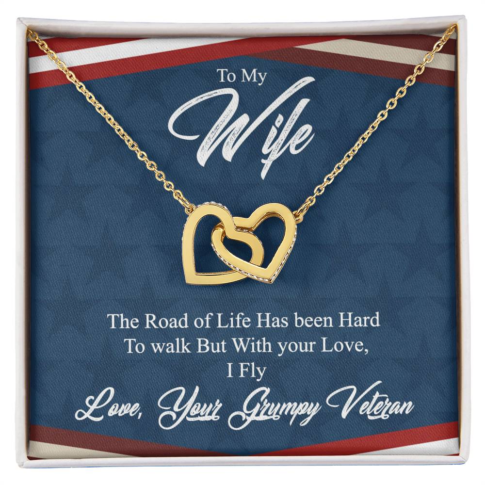 To My Wife-With Your Life I Fly-Interlocking Necklace Interlocking Hearts Necklace