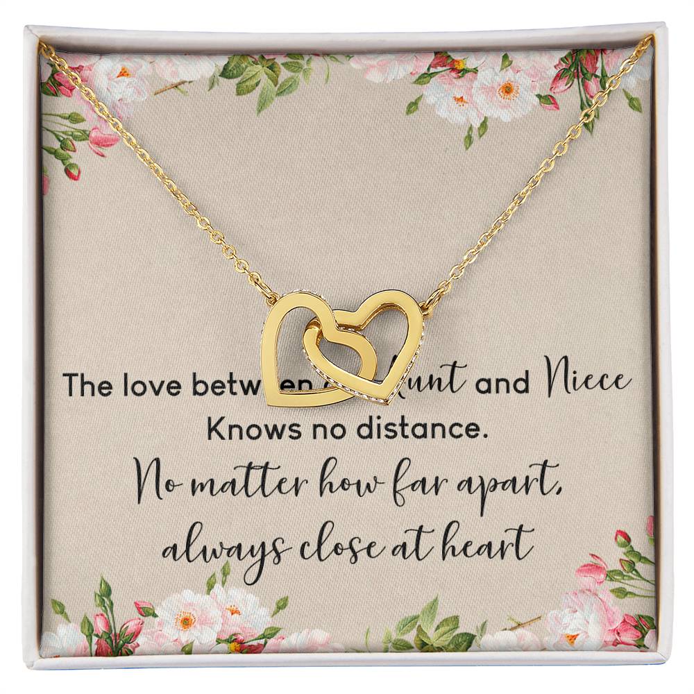 Aunt And Niece Interlocking Hearts Necklace Message Card