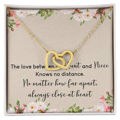 Aunt And Niece Interlocking Hearts Necklace Message Card