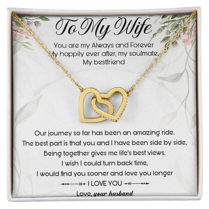 To My Wife Interlocking Hearts Necklace Message Card