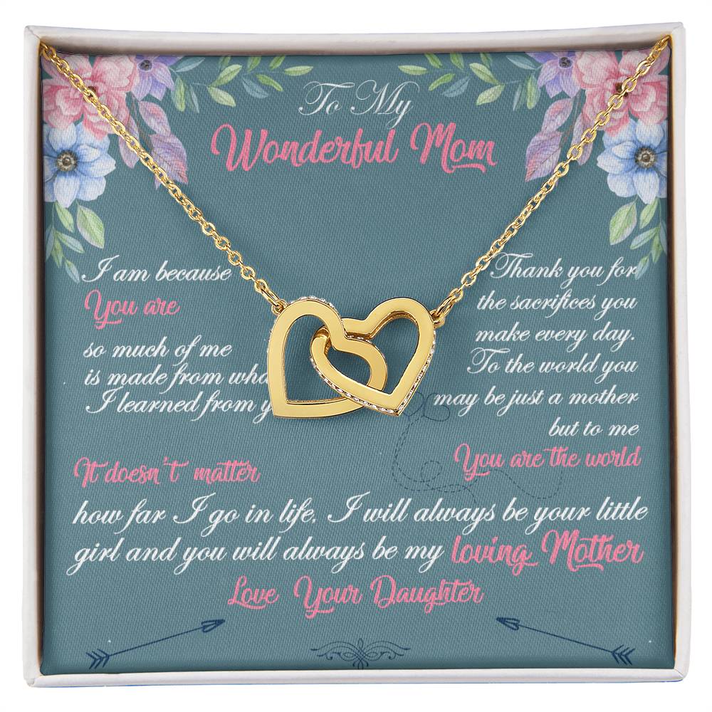 To My Wonderful Mom Necklace Interlocking Hearts Necklace