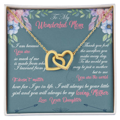 To My Wonderful Mom Necklace Interlocking Hearts Necklace