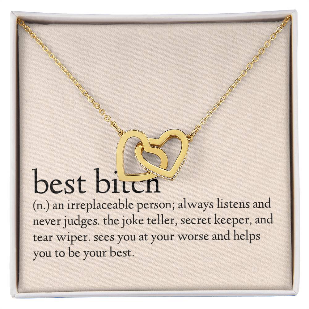 Definition Of A Best Bitch Interlocking Hearts Necklace
