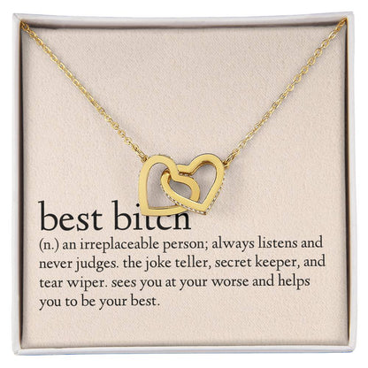 Definition Of A Best Bitch Interlocking Hearts Necklace