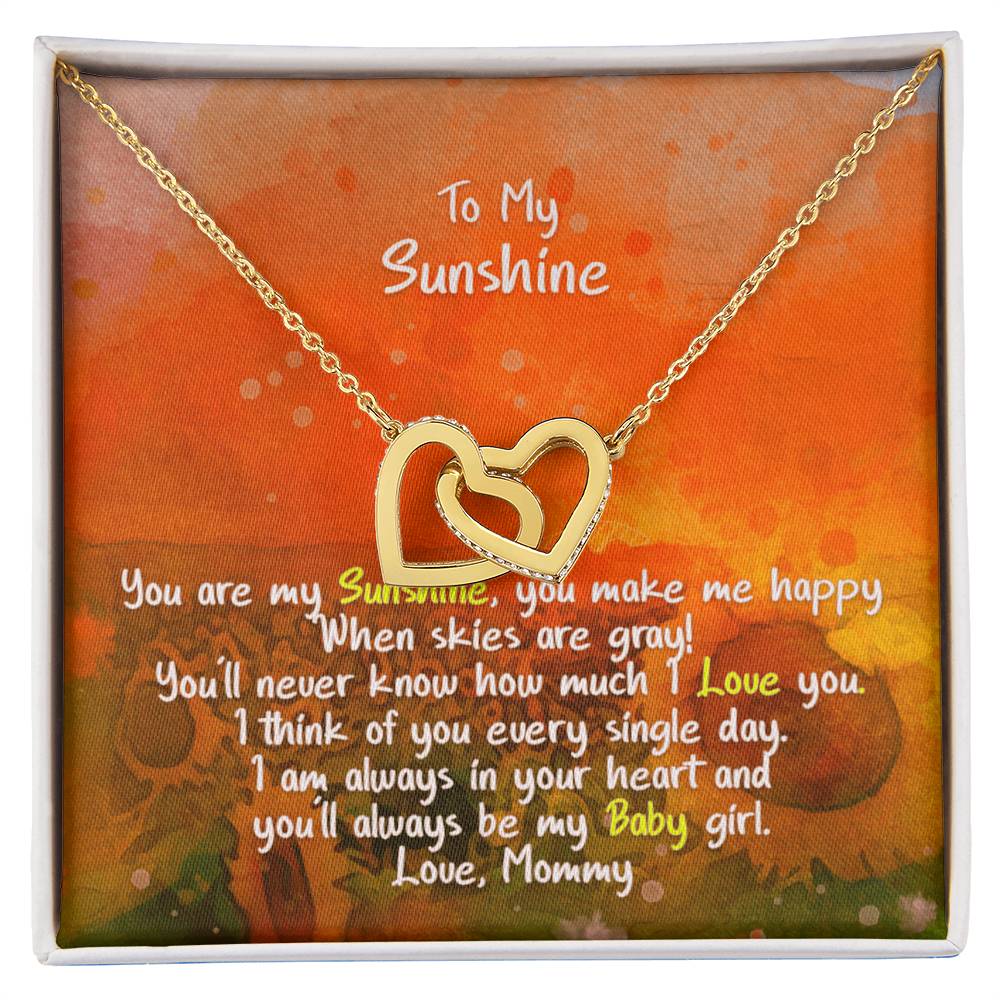 Daughter My Sunshine Locked Hearts Necklace Interlocking Hearts Necklace