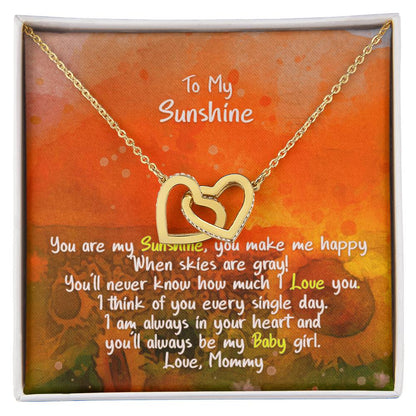 Daughter My Sunshine Locked Hearts Necklace Interlocking Hearts Necklace