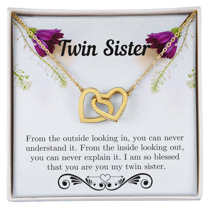 Twin Sister Necklace Interlocking Hearts Necklace