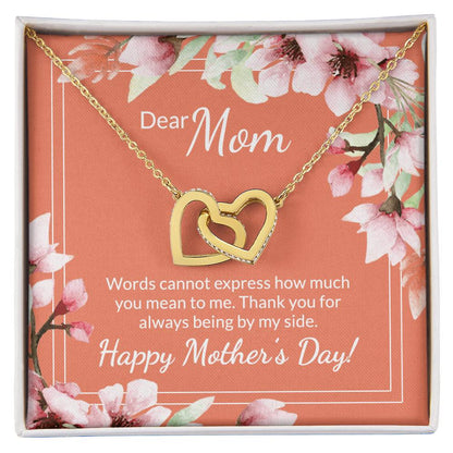 30 Mother'S Day Collection Interlocking Hearts Necklace - Coral Floral