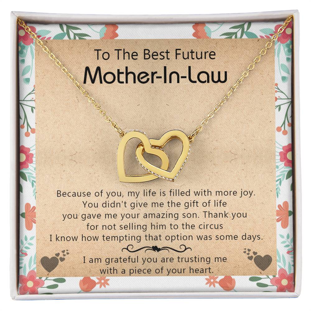 Gift For Future Mother-In-Law - My Life Is Filled With More Joy New - Interlocking Interlocking Hearts Necklace