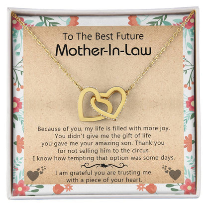 Gift For Future Mother-In-Law - My Life Is Filled With More Joy New - Interlocking Interlocking Hearts Necklace