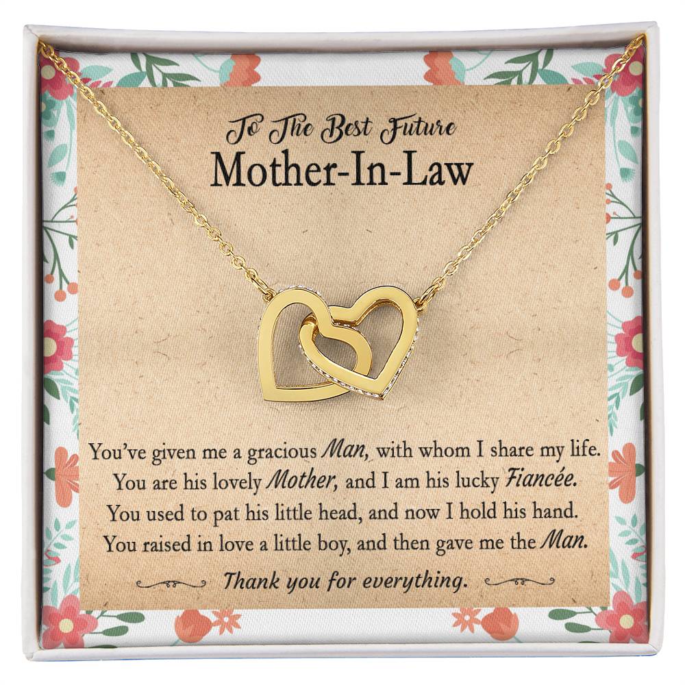 Gift For Future Mother-In-Law - You'Ve Given Me A Gracious Man 2 - Interlocking Interlocking Hearts Necklace